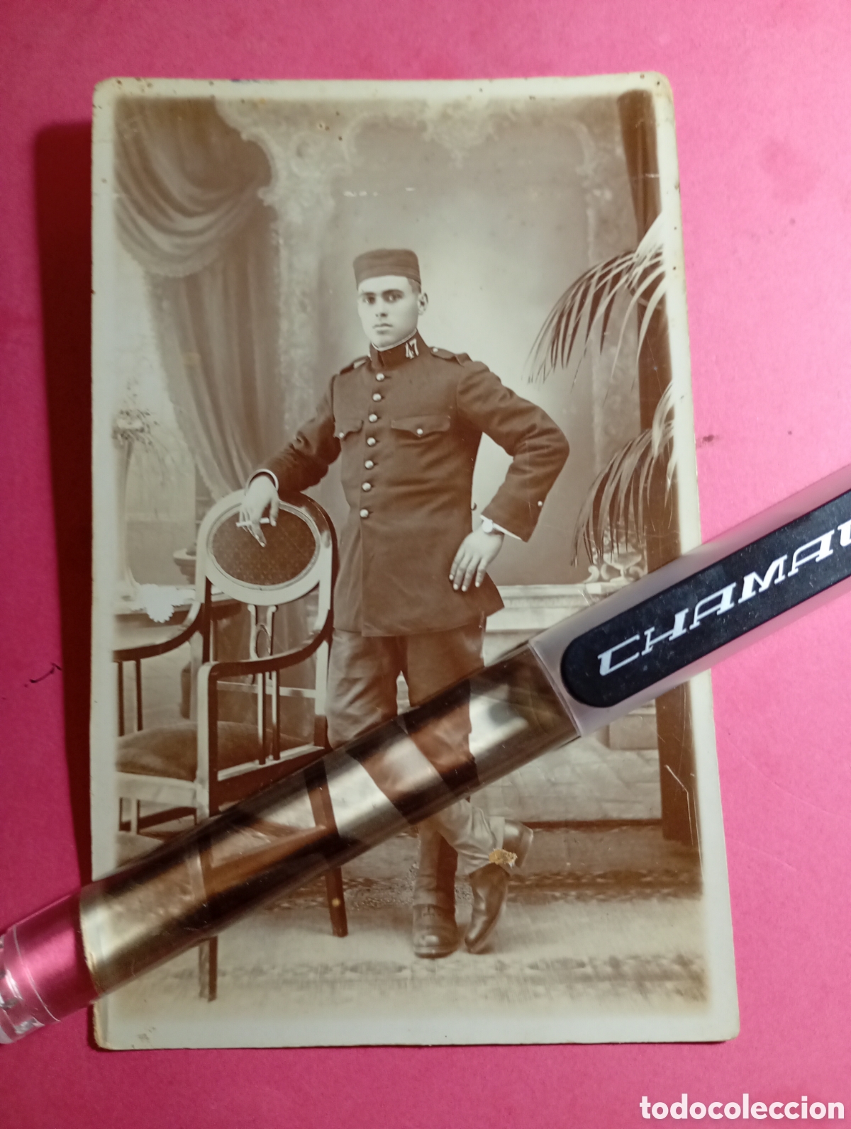 Fotograf&iacute;a antigua: TARJETA B/N SOLDADO DE INFANTER&Iacute;A REGIMIENTO 47 PARMAPOSANDO