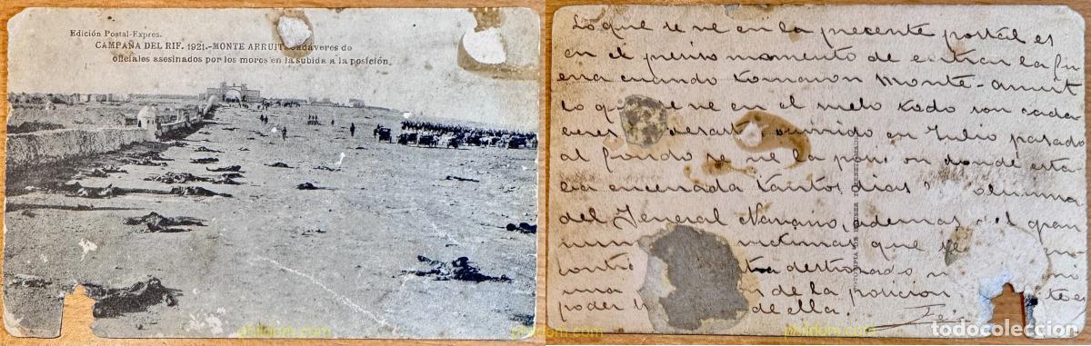 Fotograf&iacute;a antigua: POSTAL CAMPA&Ntilde;A DEL RIF. Edici&oacute;n postal express oficiales asesinados por los moros en la subida a