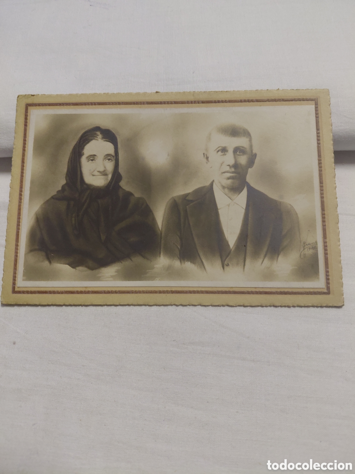 Fotograf&iacute;a antigua: ANTIGUA FOTOGRAFIA POSTAL PAREJA.FOTOGRAFO SIXTO VAZ LA SEVILLANA MIERES