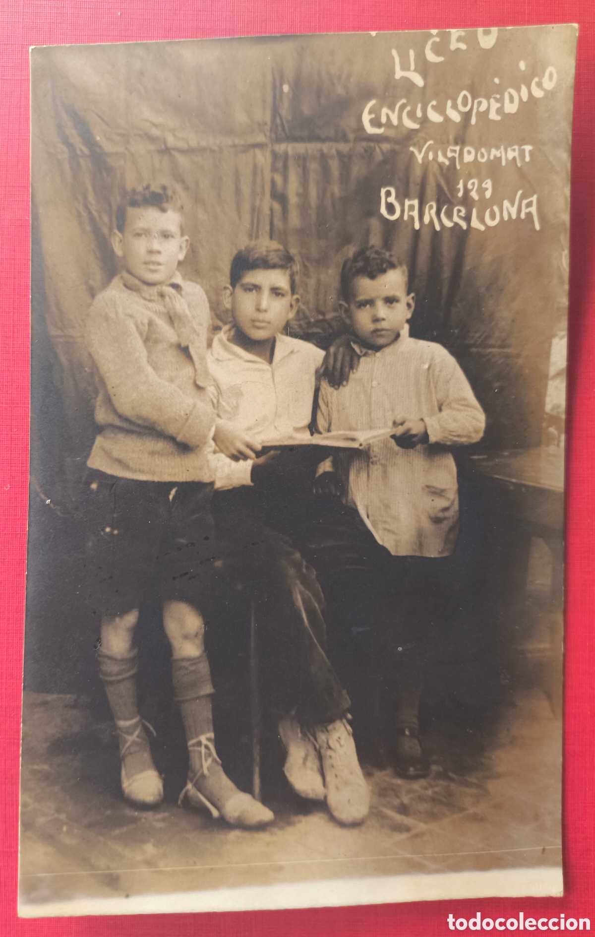 Fotograf&iacute;a antigua: FOTOGRAF&Iacute;A RETRATO POSTAL FOTOGR&Aacute;FICA NI&Ntilde;OS COLEGIO LICEO ENCICLOP&Egrave;DIC VILADOMAT 129 BARCELONA