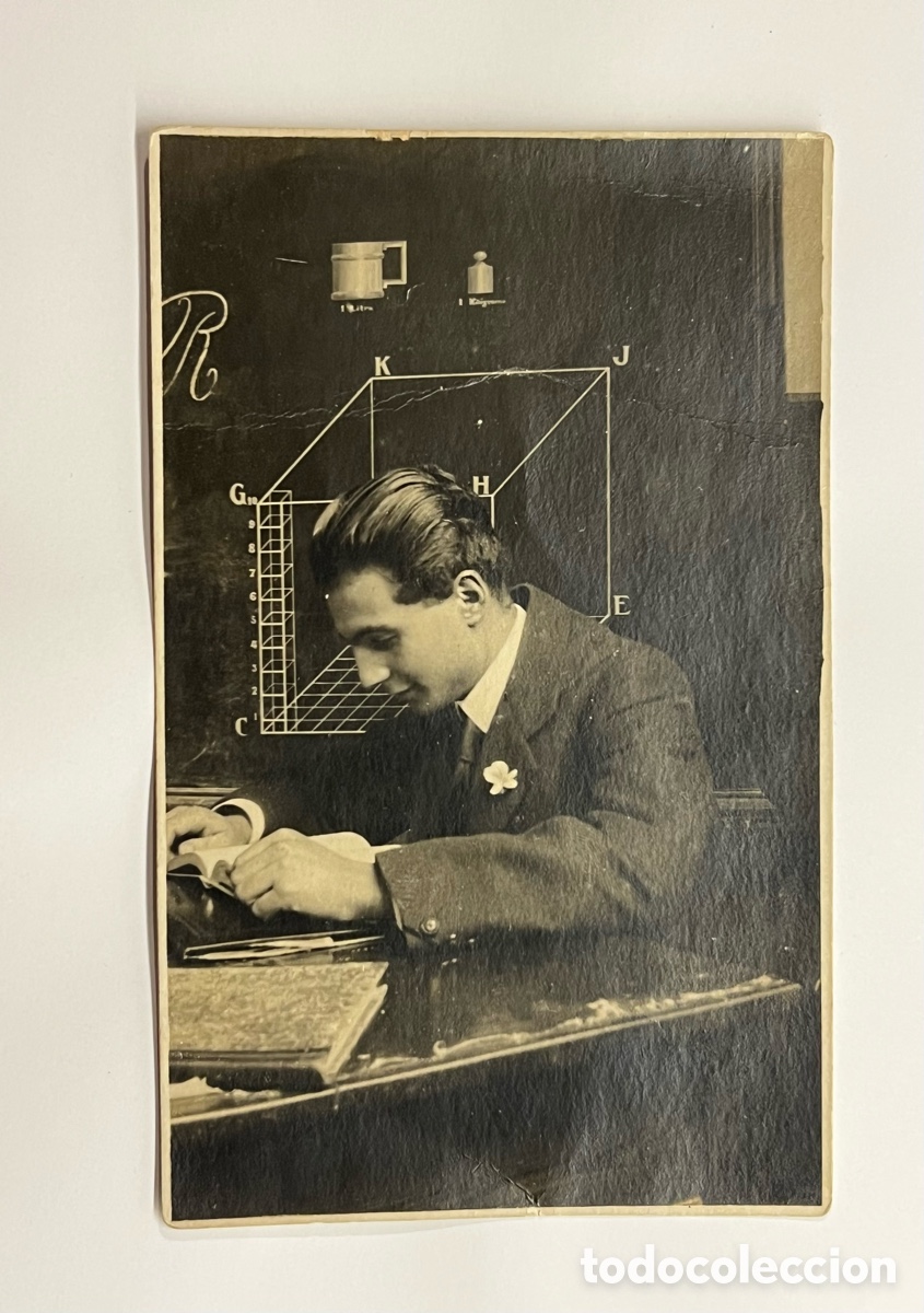 Fotograf&iacute;a antigua: JOVEN MATEM&Aacute;TICO.. Fotograf&iacute;a antigua.. Bachiller.. Recuerdo Escolar. Barcelona (h.1920?)