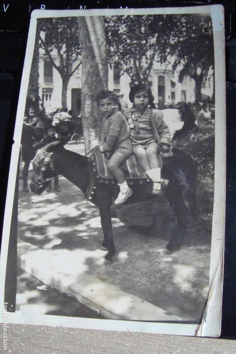 Fotograf&iacute;a antigua: ANTIGUA FOTOGRAFIA NI&Ntilde;OS EN BURRO. A&Ntilde;OS 30?