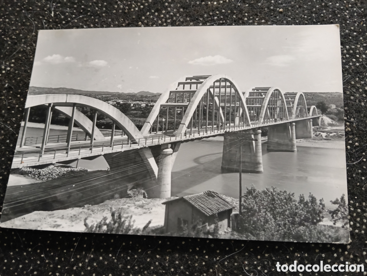Fotograf&iacute;a antigua: POSTAL FOTOGRAF&Iacute;CA DE MORA DE EBRO, PUENTE SOBRE RIO EBRO, ESCRITA.