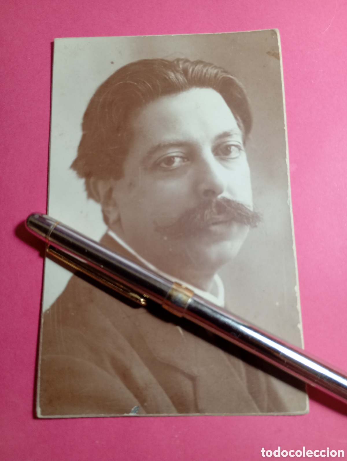 Fotograf&iacute;a antigua: VINTAGE RETRATO DE ENRIQUE GRANADOS POR SANTONJA FOT&Oacute;GRAFO BARCELONA TARJETA POSTAL SOBRE CART&Oacute;N