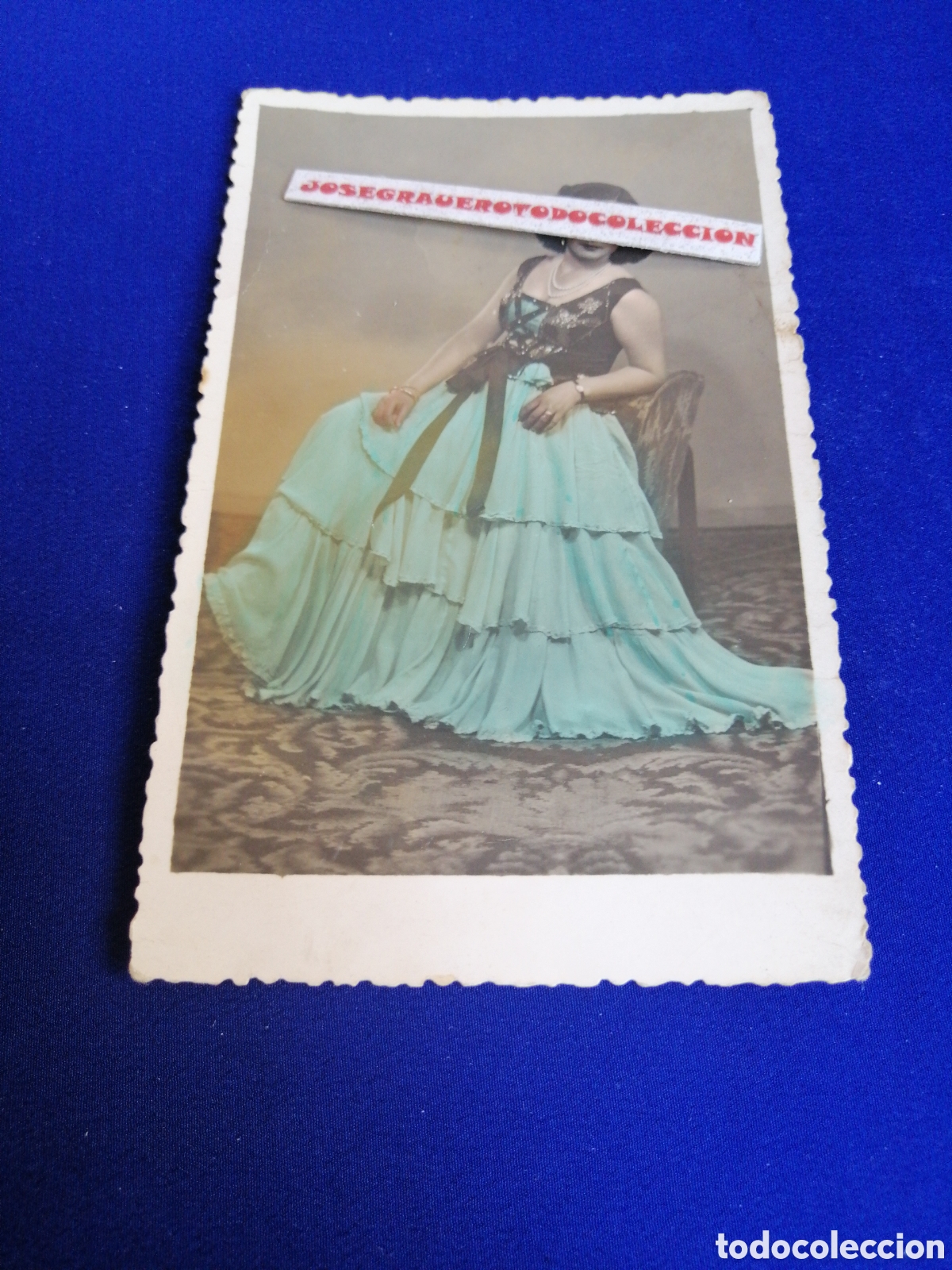 Fotograf&iacute;a antigua: MODELO POSANDO FALDA LARGA FOTOGRAF&Iacute;A POSTAL ANTIGUA SIGLO PASADO