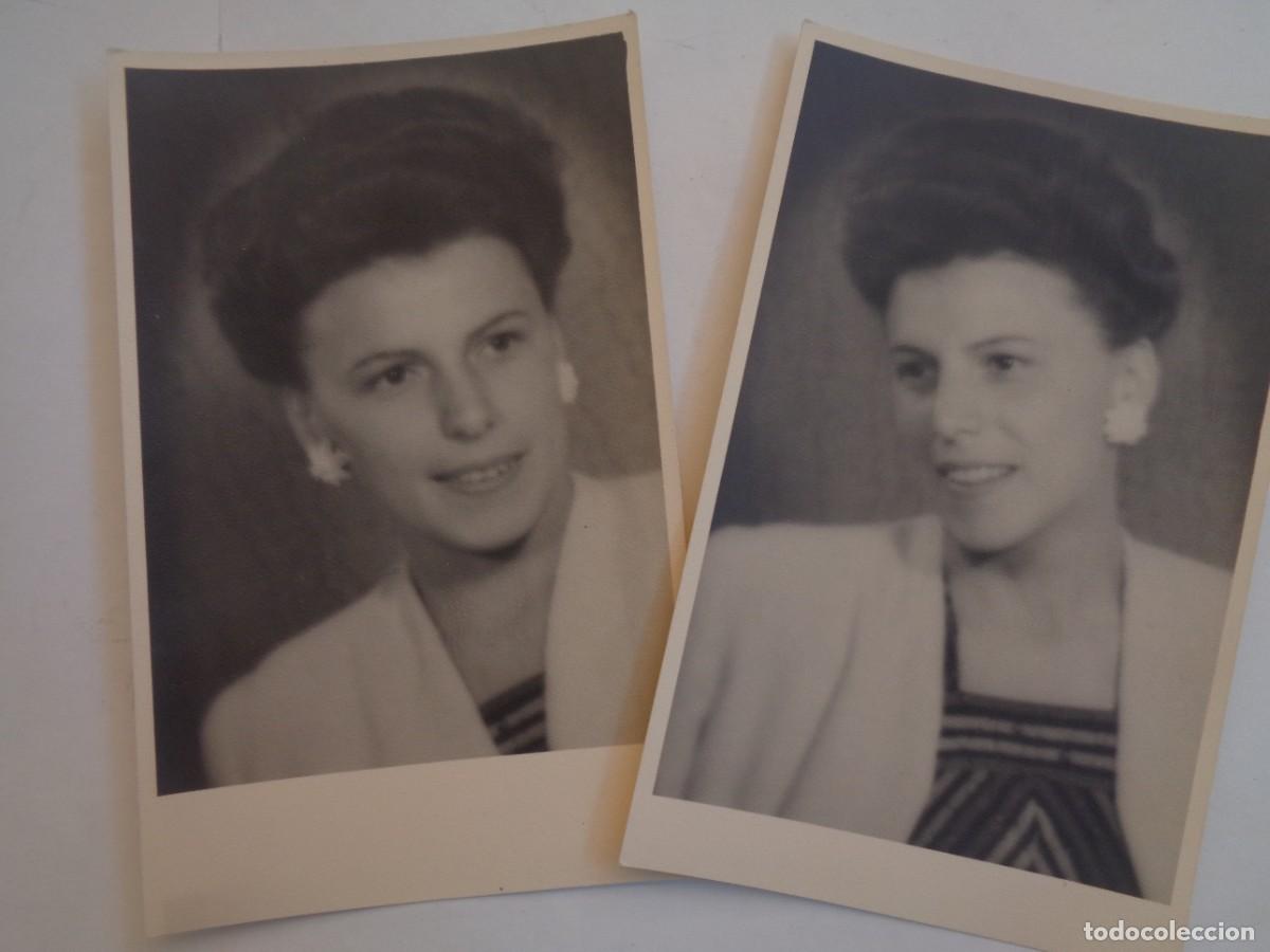 Photographie ancienne: LOTE DE 2 FOTOS DE ESTUDIO DE BELLA SE&Ntilde;ORITA , A&Ntilde;OS 40. DE G. HAJEK , VIENA