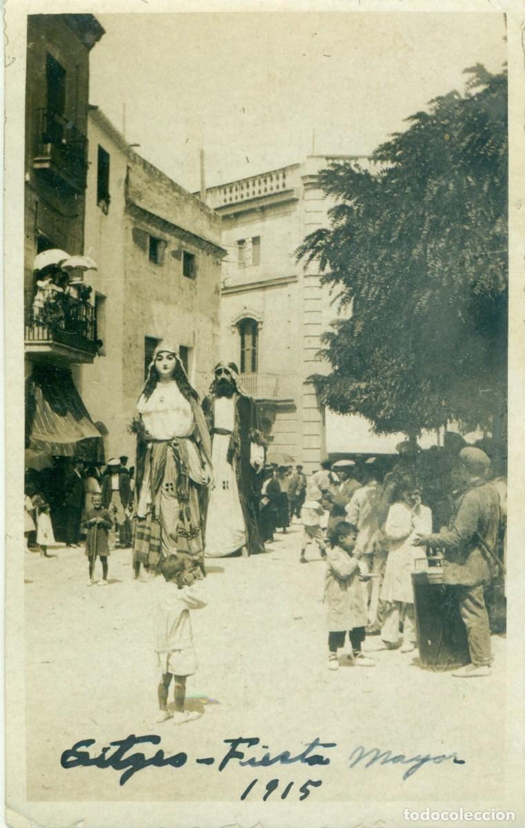 Fotograf&iacute;a antigua: BARCELONA. SITGES. FIESTA MAYOR. GIGANTES Y CABEZUDOS. FOTOGR&Aacute;FICA 1915. PIEZA &Uacute;NICA.