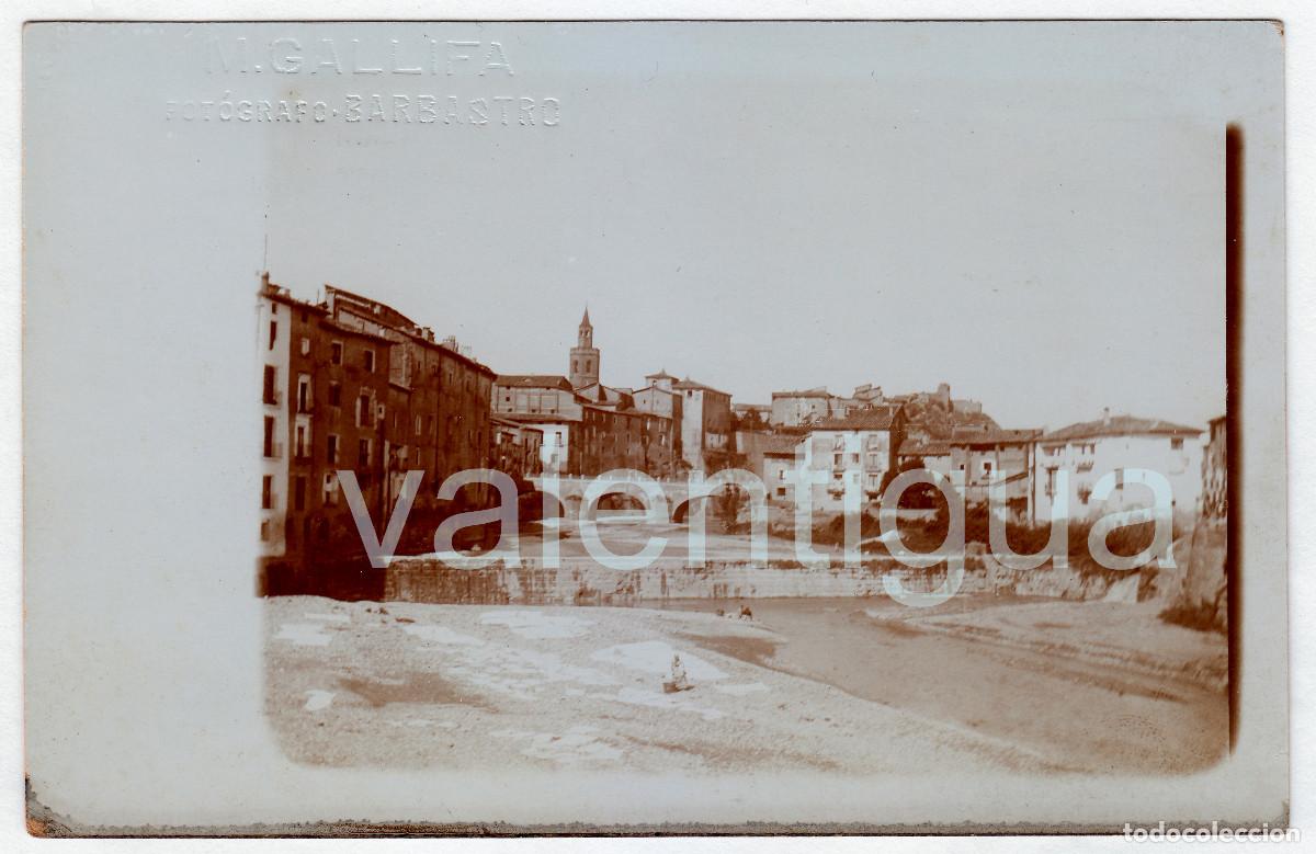 Fotograf&iacute;a antigua: Manuel Gallifa Antigua vista Rio Vero Puente Portillo, Barbastro, Huesca Postal fotogr&aacute;fica 1900s