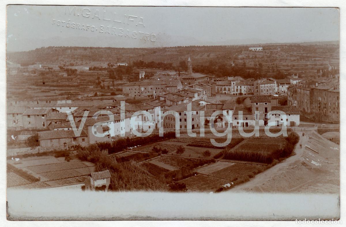 Fotograf&iacute;a antigua: Manuel Gallifa Antigua vista de la ciudad y su huerta, Barbastro, Huesca. Postal fotogr&aacute;fica 1900s