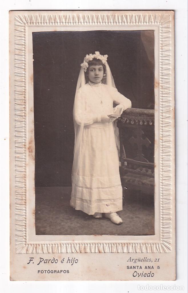 Fotograf&iacute;a antigua: FOTOGRAF&Iacute;A. NI&Ntilde;A DE PRIMERA COMUNI&Oacute;N. F. PARDO E HIJO, FOT&Oacute;GRAFOS. OVIEDO. ASTURIAS