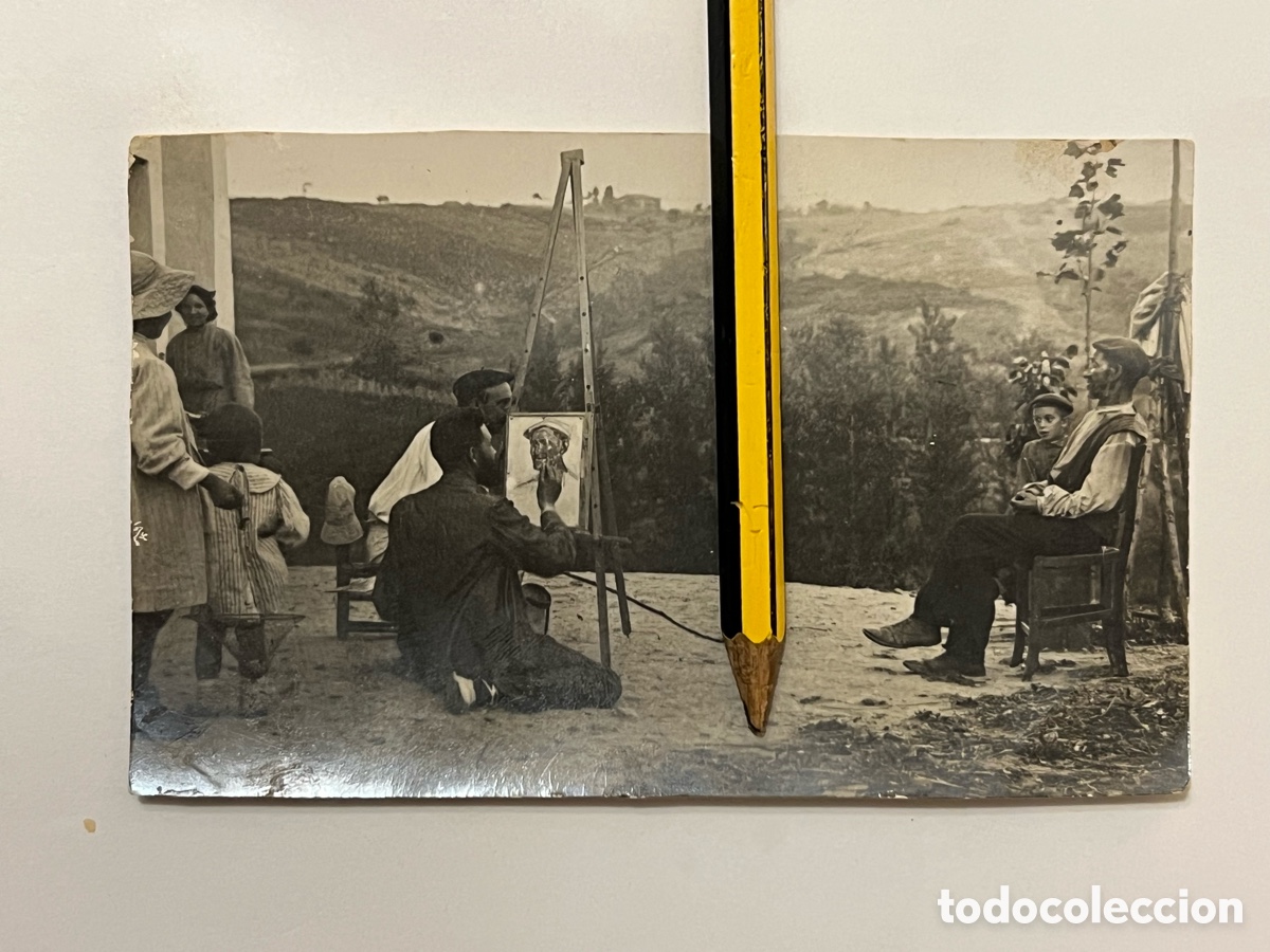 Fotograf&iacute;a antigua: JOS&Eacute; ARRUE VALLE&hellip; ? fotograf&iacute;a el Pintor y su obra. En el Caserio pintando al natural&hellip; (h.1930?)