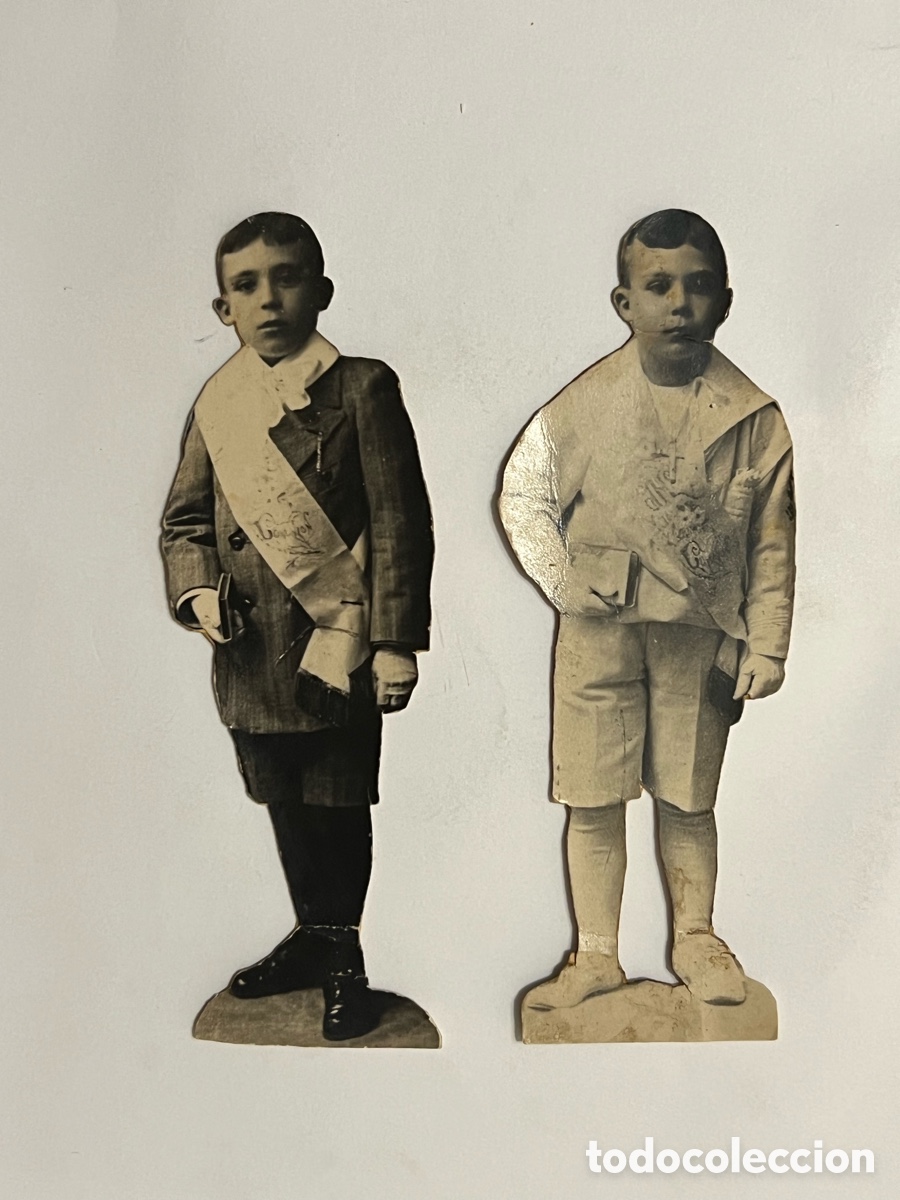 Fotograf&iacute;a antigua: BILBAO (2) fotograf&iacute;as Silueteadas Ni&ntilde;o de Primera Comuni&oacute;n.. (h.1900?) Med&iacute;das: 11,5 x 4,5 cm