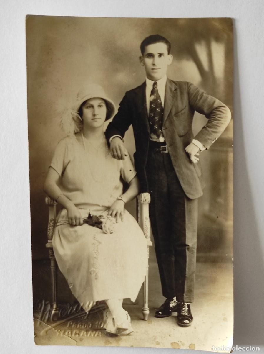 Fotograf&iacute;a antigua: RETRATO ANTIGUO DE UNA PAREJA - FOT&Oacute;GRAFO MERAYO, LA HABANA (CUBA)