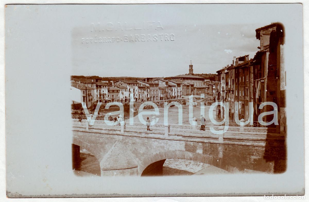 Fotograf&iacute;a antigua: Manuel Gallifa Antigua vista R&iacute;o Vero, calle Fuentes, Barbastro, Huesca Postal fotogr&aacute;fica 1900s