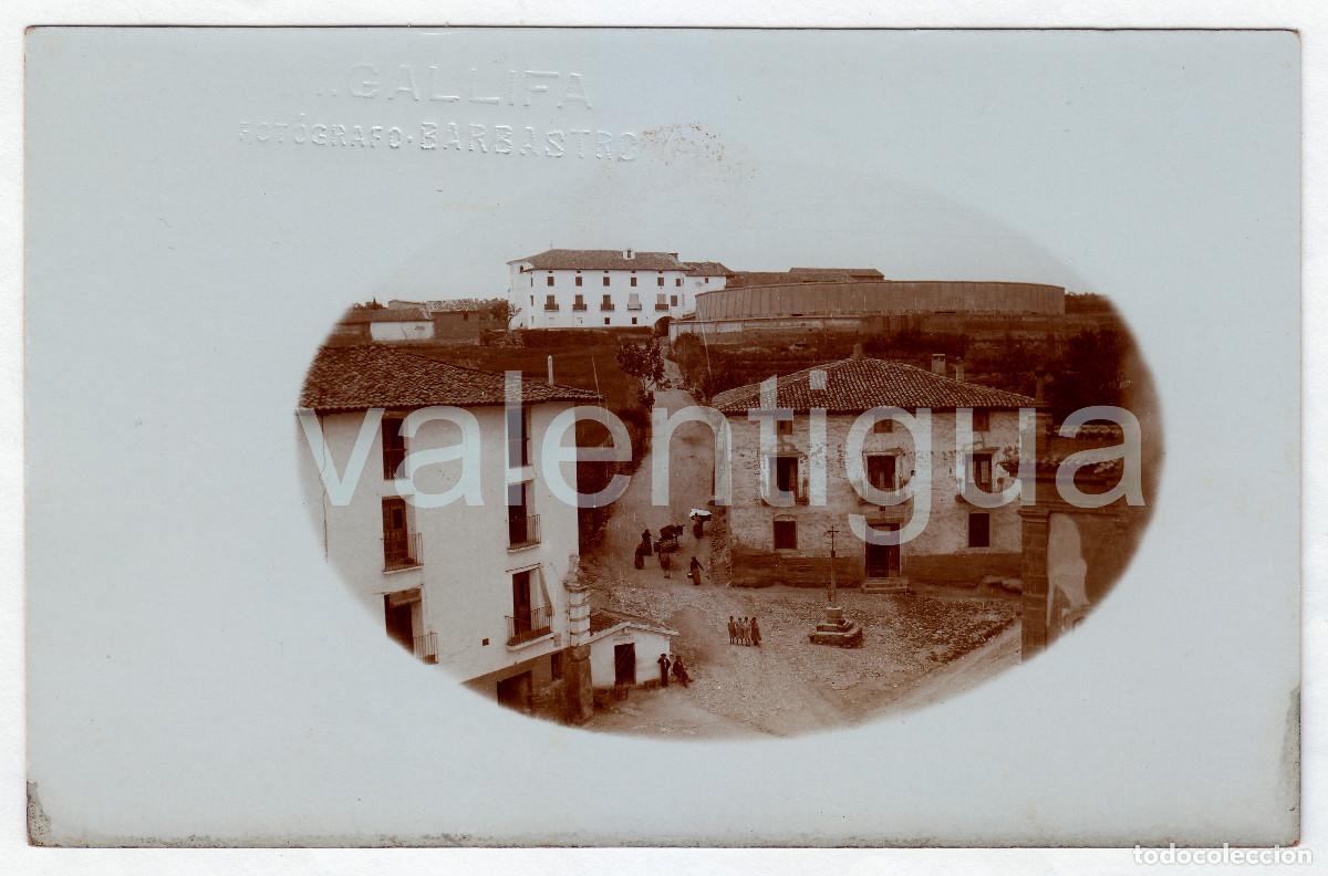 Fotograf&iacute;a antigua: Manuel Gallifa Antigua vista. Plaza, Barbastro, Huesca Postal fotogr&aacute;fica 1900s