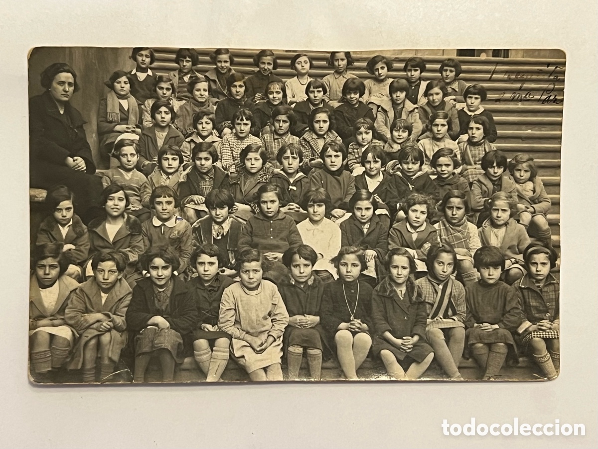 Fotograf&iacute;a antigua: BILBAO ESCUELAS DE INDATXU Escuela de ni&ntilde;as.. (h.1930?) Med&iacute;das: 14 x 9 cm.,