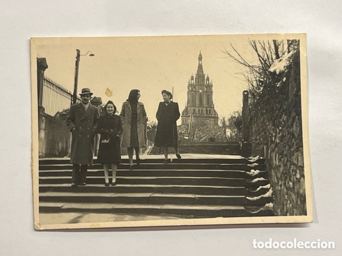 Fotograf&iacute;a antigua: BILBAO. Fotograf&iacute;a una tarde nevada en la Bas&iacute;lica Ntra Sra de Bego&ntilde;a&hellip; (h.1950?) Med&iacute;das: 6 x 8,5