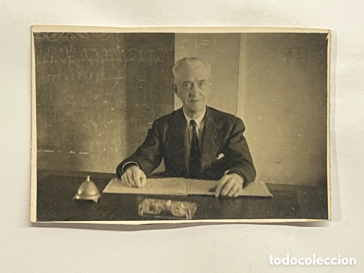 Fotograf&iacute;a antigua: MINUTEROS VALENCIA. Don Ram&oacute;n el profesor de Matem&aacute;ticas.. dedicada a su hijo (a.1943)