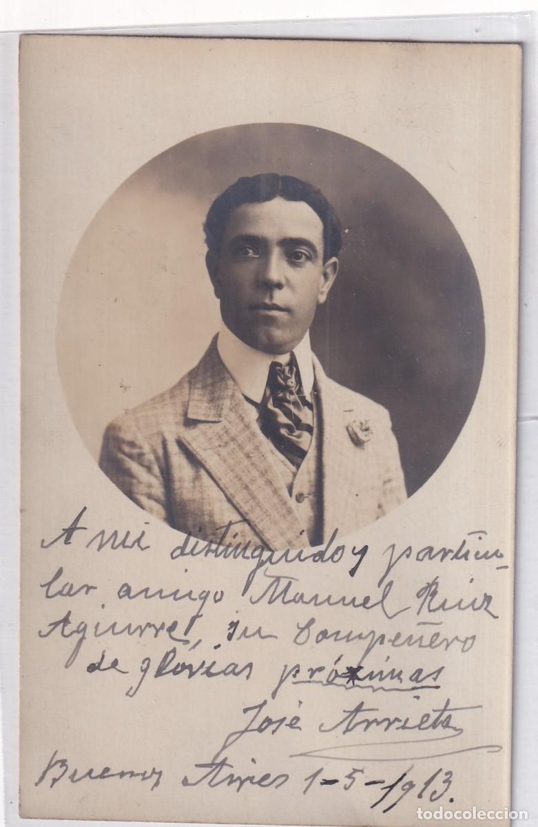 Fotograf&iacute;a antigua: Postal fotogr&aacute;fica con retrato del Se&ntilde;or Jos&eacute; Arrieta, fechado en Buenos Aires en 1913