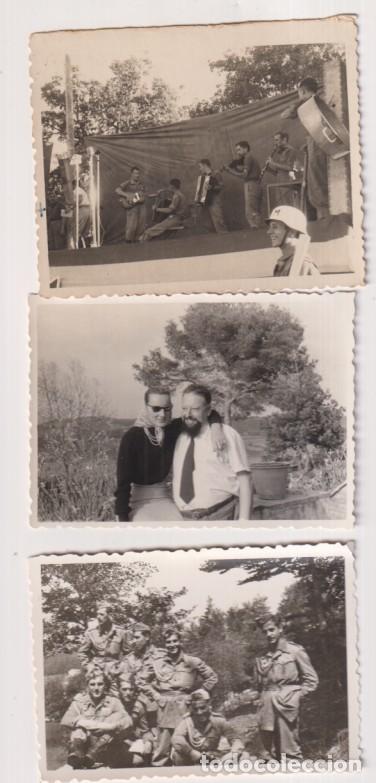 Alte Fotografie: &rdquo;Lote de 3 &rdquo;&rdquo;Fotos de Mili&rdquo;&rdquo; A&ntilde;os 50. La de arriba, describiendo al dorso a los compa&ntilde;eros&rdquo;