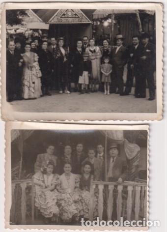Fotograf&iacute;a antigua: Sevilla. Feria de Abril. Frente a las Casetas. Lote de 2 Fotograf&iacute;as (9x6, 5 y 7,5x5,5 c) A&ntilde;o 1946