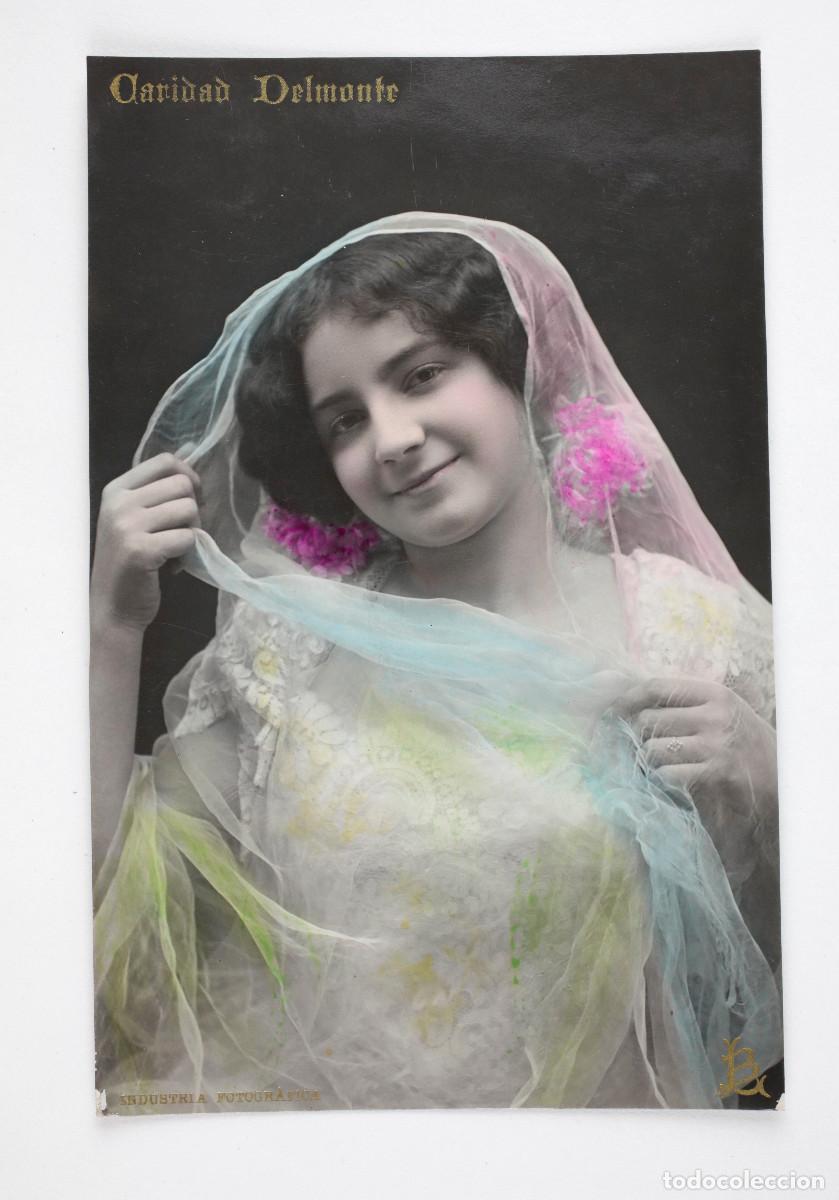 Fotograf&iacute;a antigua: CARIDAD DELMONTE, Bailarina. Fotograf&iacute;a iluminada. 1910 aprox.