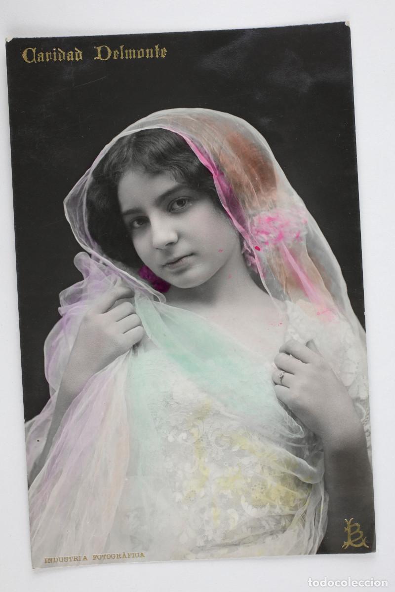 Fotograf&iacute;a antigua: CARIDAD DELMONTE, Bailarina. Fotograf&iacute;a iluminada. 1910 aprox.