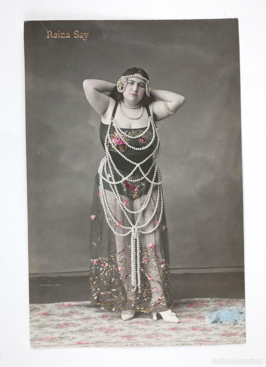 Fotograf&iacute;a antigua: REINA SAY, Teatro, 1910 aprox. Iluminada a mano.