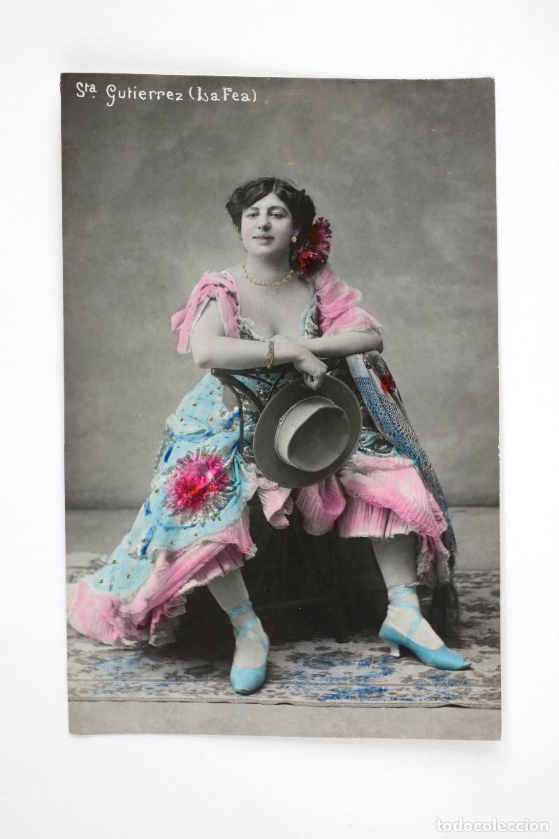 Fotograf&iacute;a antigua: Srta. Guti&eacute;rrez, la fea. Iluminada a mano.
