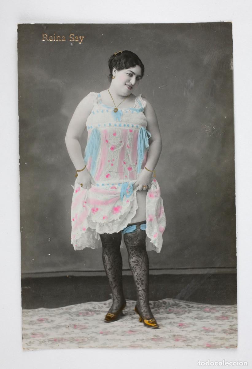 Fotograf&iacute;a antigua: REINA SAY, Teatro, 1910 aprox. Iluminada a mano.