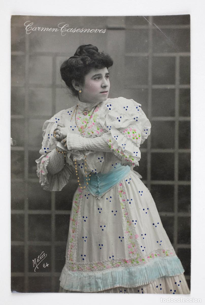 Fotograf&iacute;a antigua: CARMEN CASANOVAS, TEATRO, ACTRIZ. CIRCULADA Y ESCRITA.