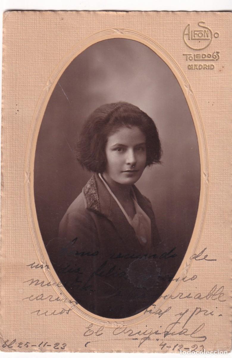 Alte Fotografie: Fotograf&iacute;a mujer 1923 Alfonso fot&oacute;grafo. 14,50 x 10 cm
