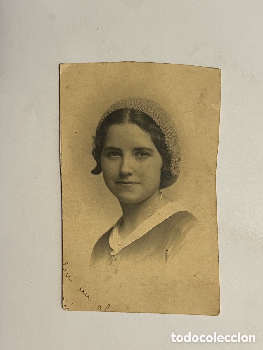 Fotografia antica: MADRID, Foto Kaulak.. Joven con Collar de Perlas (h.1910?) Med&iacute;das: 6 x 10 cm.,