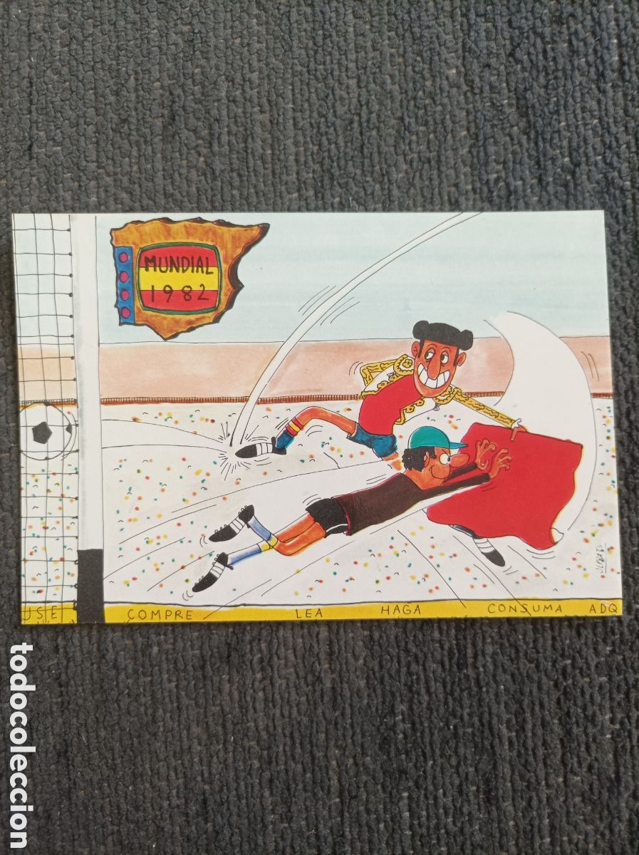 Fotograf&iacute;a antigua: Mundial '82 Postal Dibujos animados Comic f&uacute;tbol Espa&ntilde;a