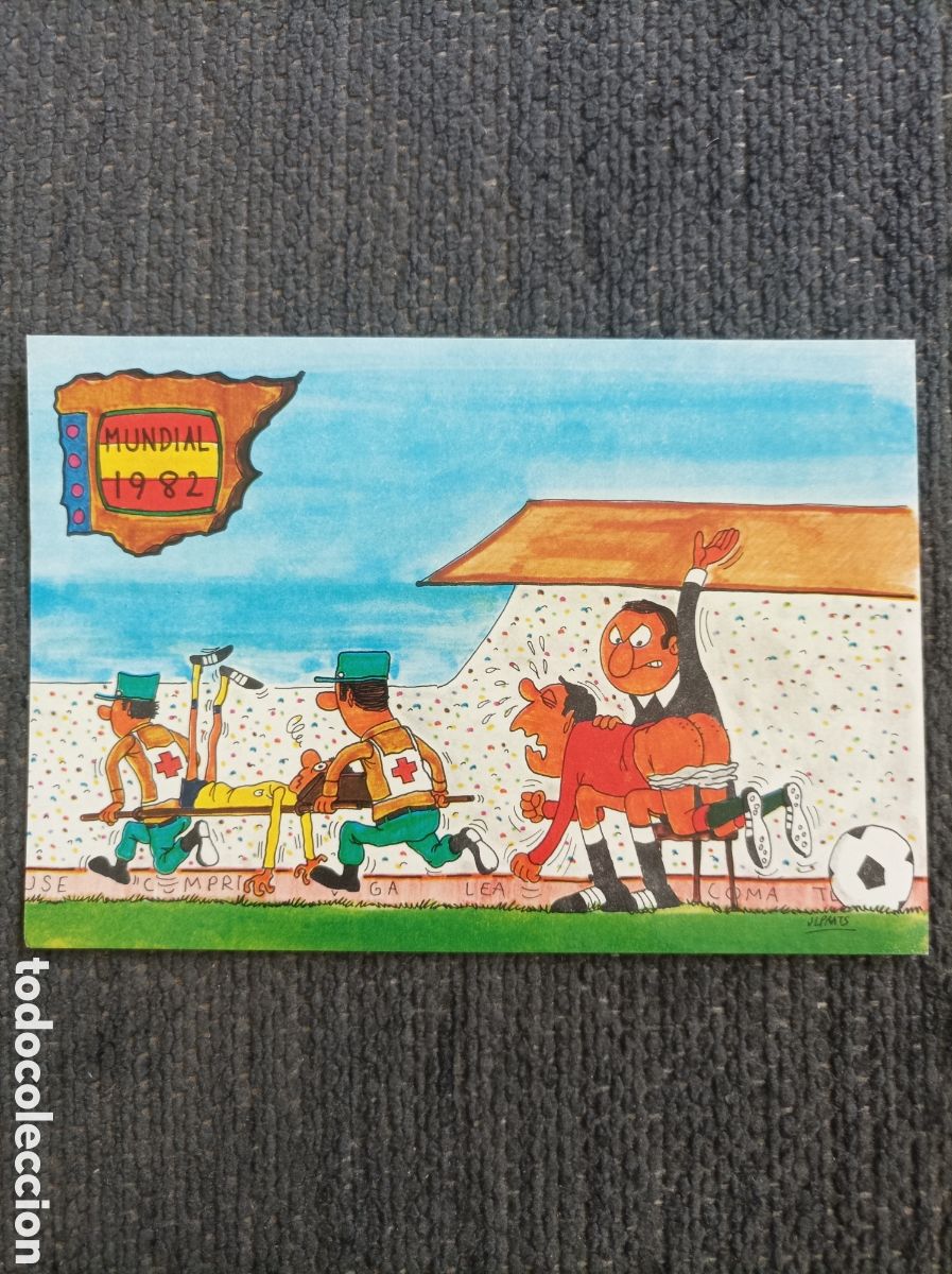 Fotograf&iacute;a antigua: Mundial '82 Postal Dibujos animados Comic f&uacute;tbol Espa&ntilde;a