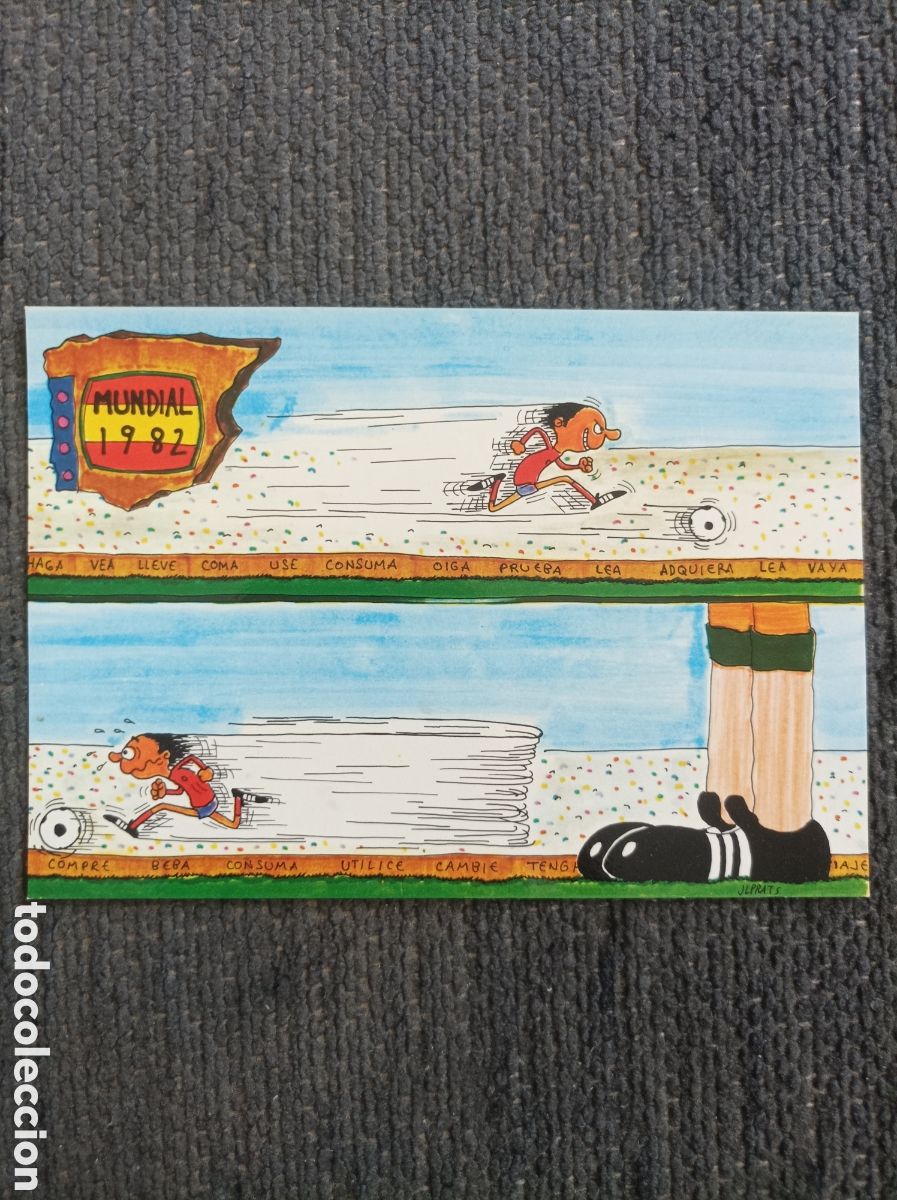 Fotograf&iacute;a antigua: Mundial '82 Postal Dibujos animados Comic f&uacute;tbol Espa&ntilde;a
