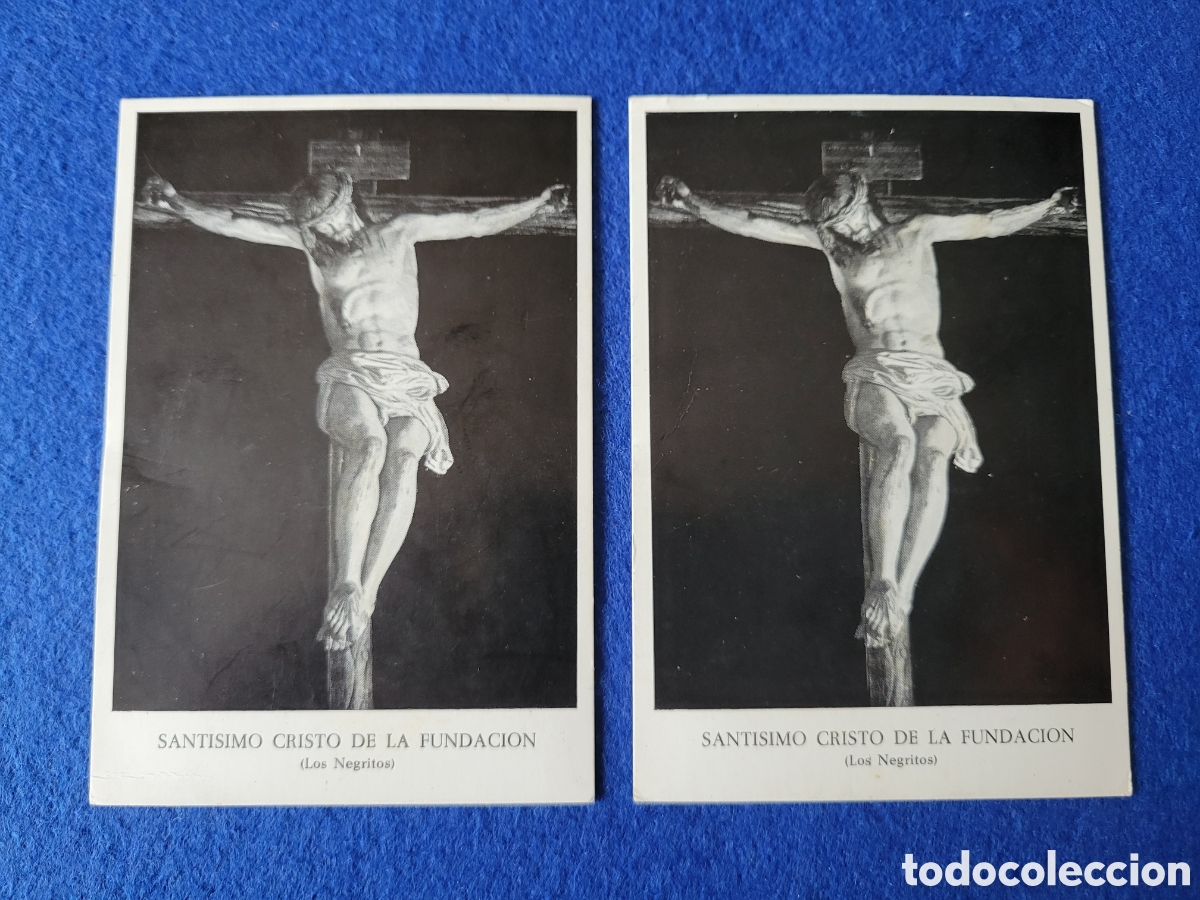Fotograf&iacute;a antigua: SEMANA SANTA DE SEVILLA, PAREJA DE ANTIGUAS FOTO CRISTO DE LA FUNDACION (LOS NEGRITOS)