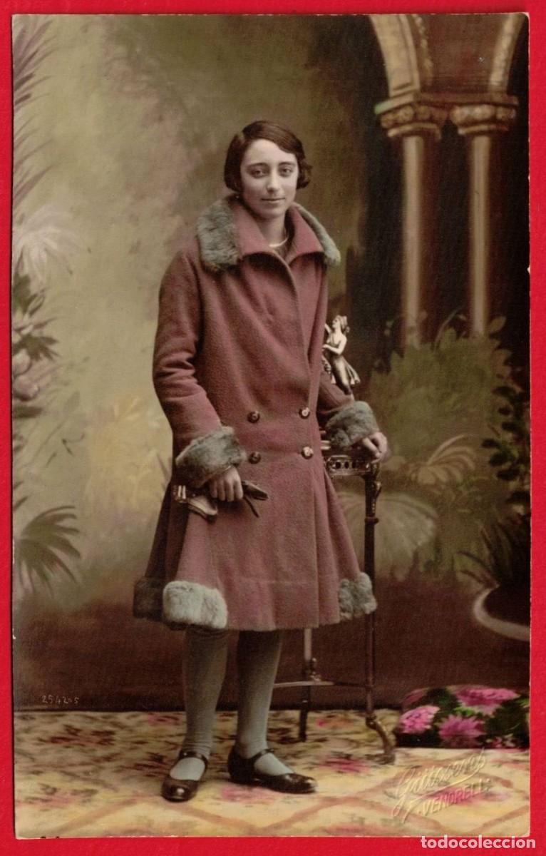 Fotograf&iacute;a antigua: A&ntilde;o 1920 - Fot&oacute;grafo G&uuml;ixens - Vendrell - Fotografia coloreada de Vendrell - Retrato de estudio