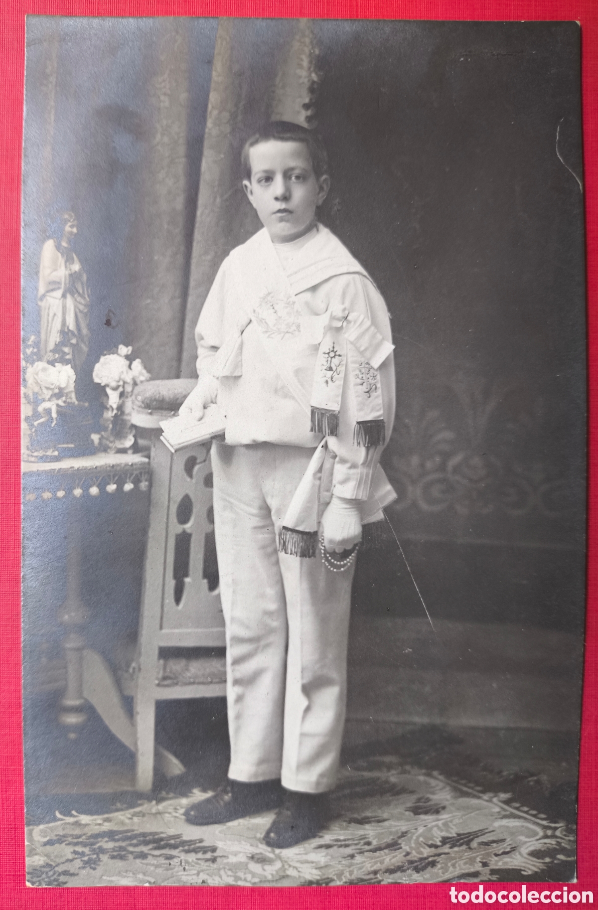 Fotograf&iacute;a antigua: FOTOGRAF&Iacute;A RETRATO DE ESTUDIO NI&Ntilde;O COMUNION POSTAL FOTOGR&Aacute;FICA NAVARRA ? C. 1915