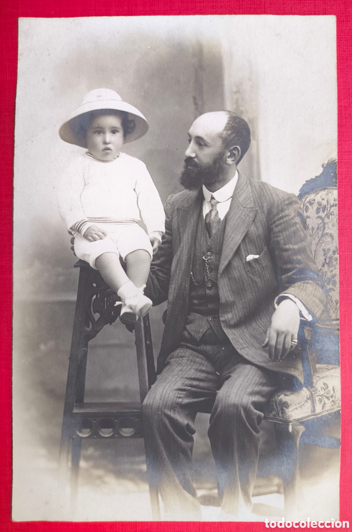Fotograf&iacute;a antigua: FOTOGRAF&Iacute;A RETRATO FAMILIAR PADRE E HIJO POSTAL FOTOGR&Aacute;FICA VDA. DE OLIVAN SALAMANCA C. 1910