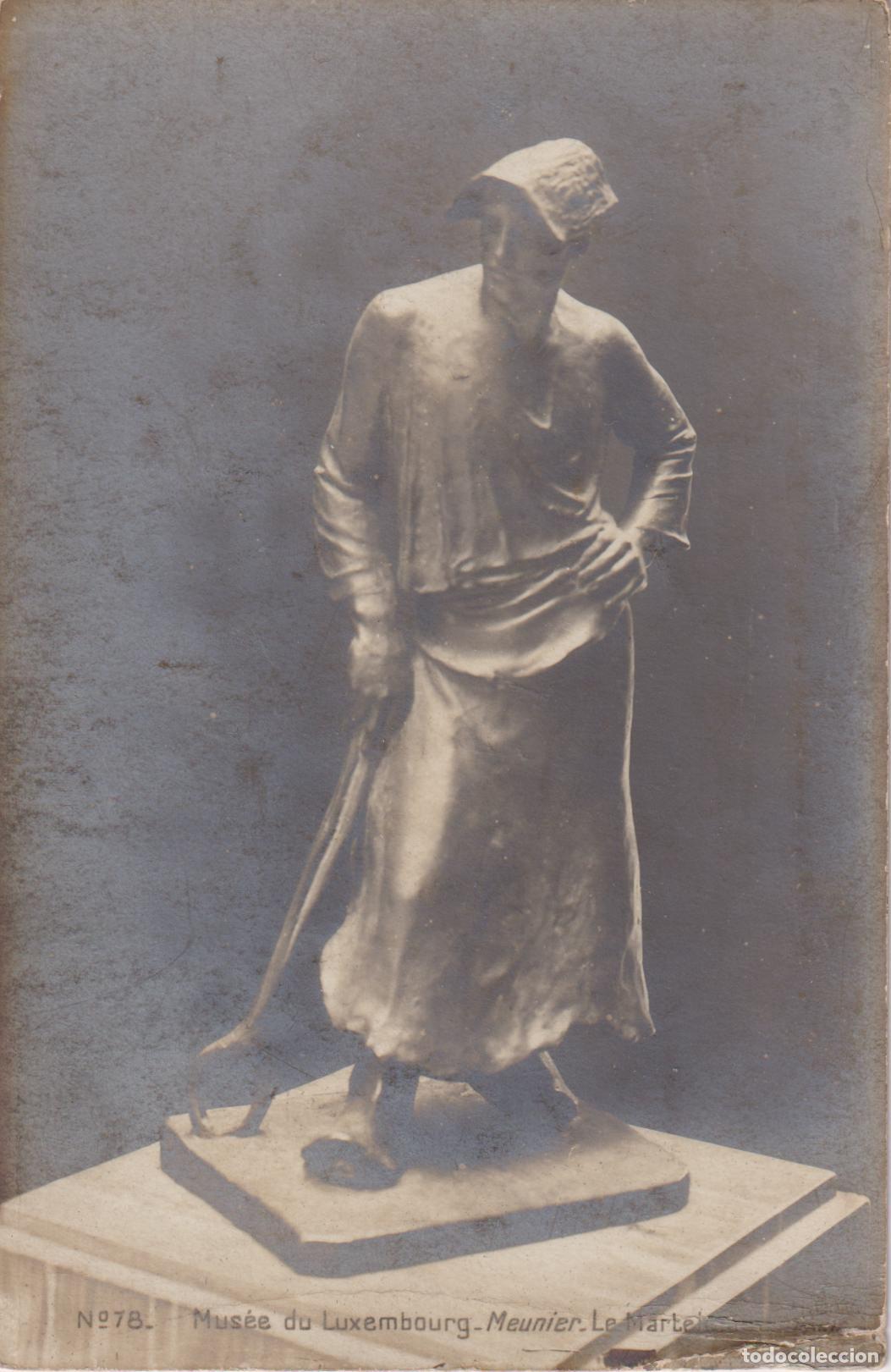 Fotograf&iacute;a antigua: CARTE POSTALE DE LA ESCULTURA LE MARTELEUR (EL HERRERO) OBRA DE CONSTANTIN MEUNIER (1886)
