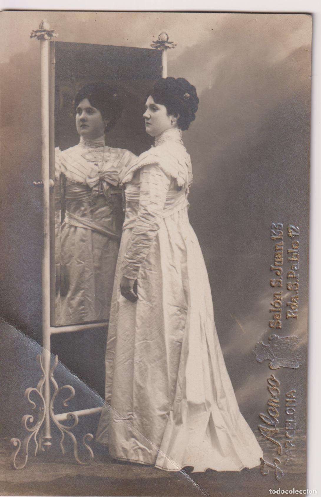 Fotograf&iacute;a antigua: ANTIGUA FOTO DE ESTUDIO &ndash; FUTURA NOVIA &ndash; FOT. J.ALONSO &ndash; BARCELONA &ndash; ESCRITA