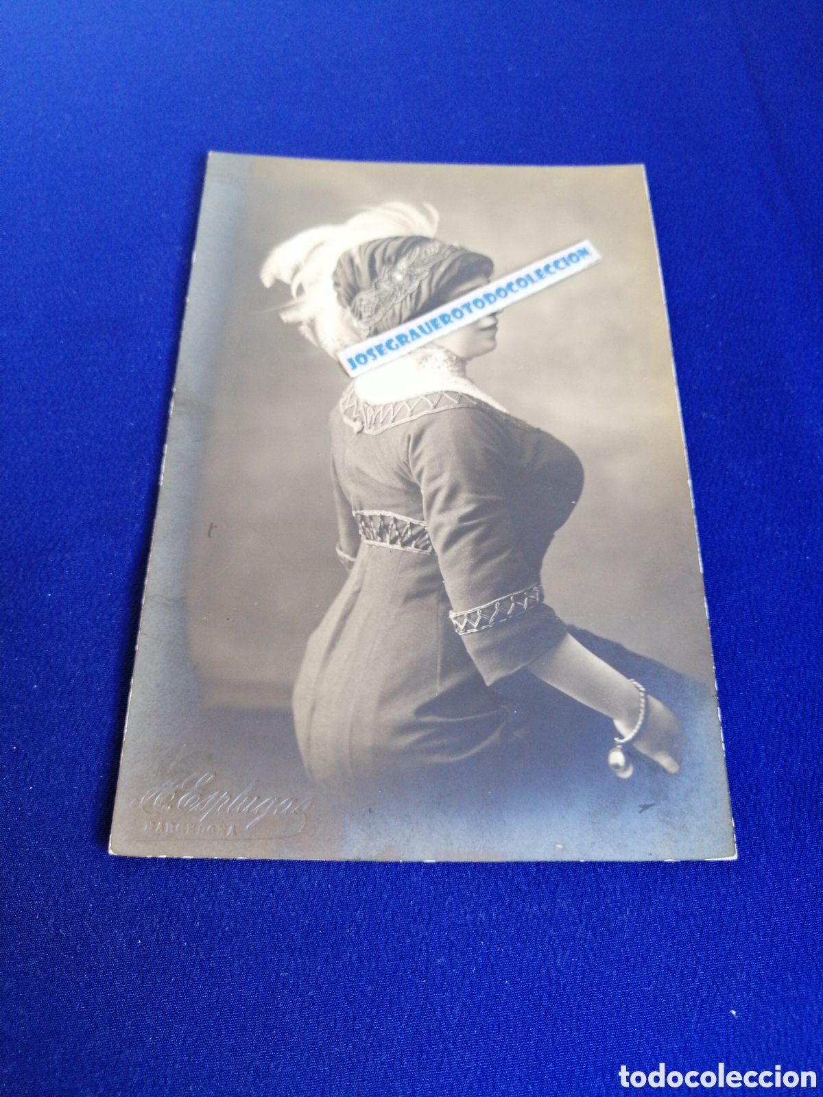 Fotograf&iacute;a antigua: MODELO POSANDO FOTOGRAF&Iacute;A ANTIGUA SIGLO PASADO SELLO FOTOGR&Aacute;FICO ESPLUGUES (BARCELONA) FOTOGRAF&Iacute;A