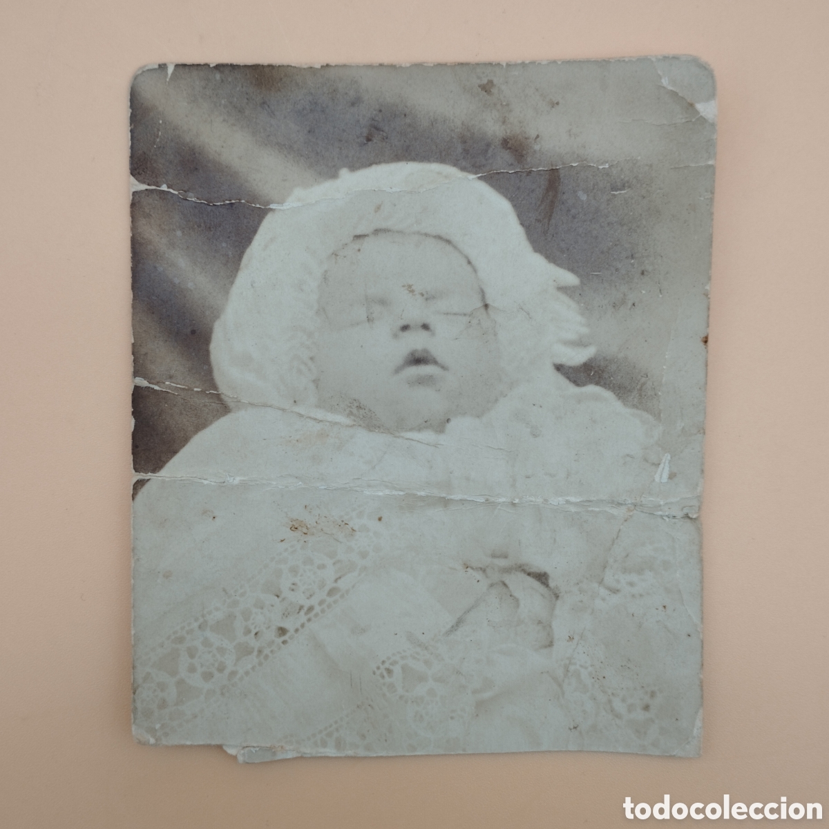 Fotograf&iacute;a antigua: Fotograf&iacute;a post mortem antigua de infante postal ni&ntilde;o ni&ntilde;a tarjeta uni&oacute;n universal correos