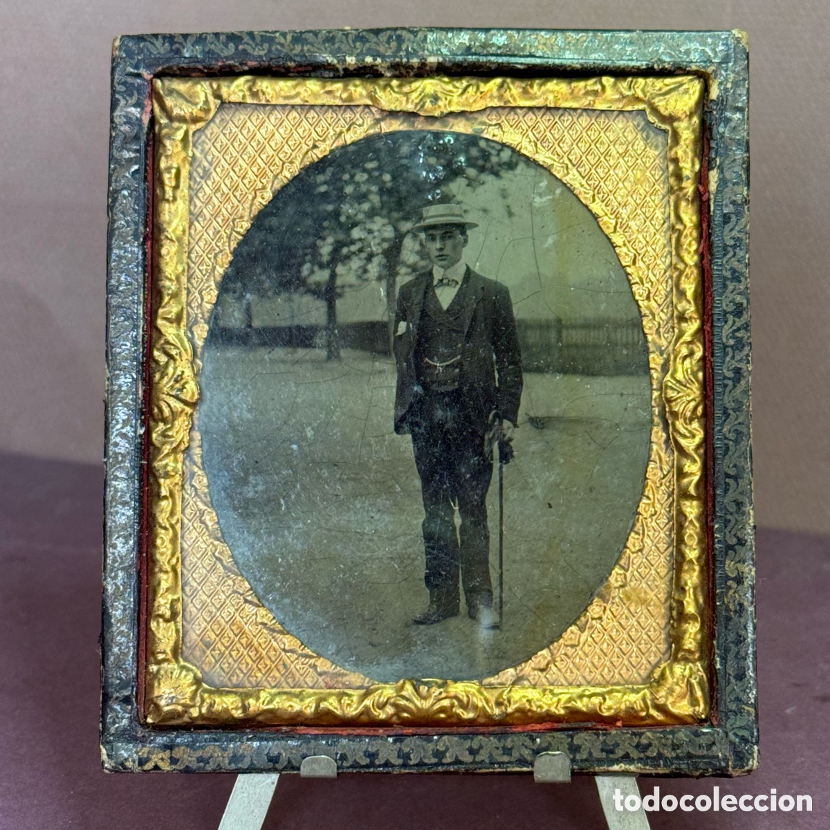Fotograf&iacute;a antigua: Daguerrotipo - S. XIX - Joven paseando en la calle