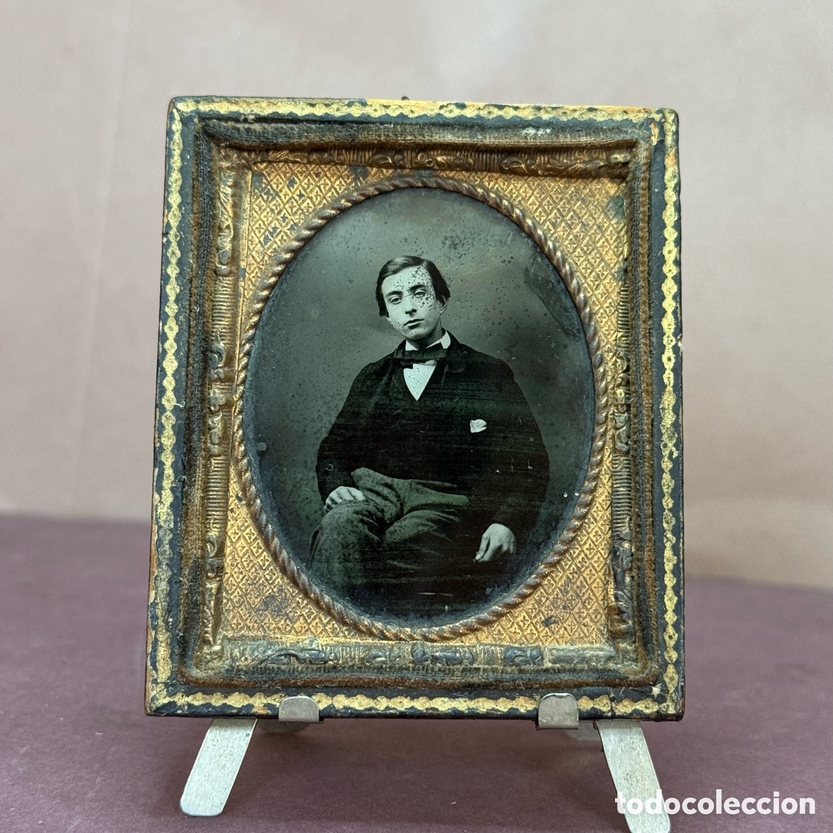 Fotograf&iacute;a antigua: Daguerrotipo - S. XIX - Joven en estudio