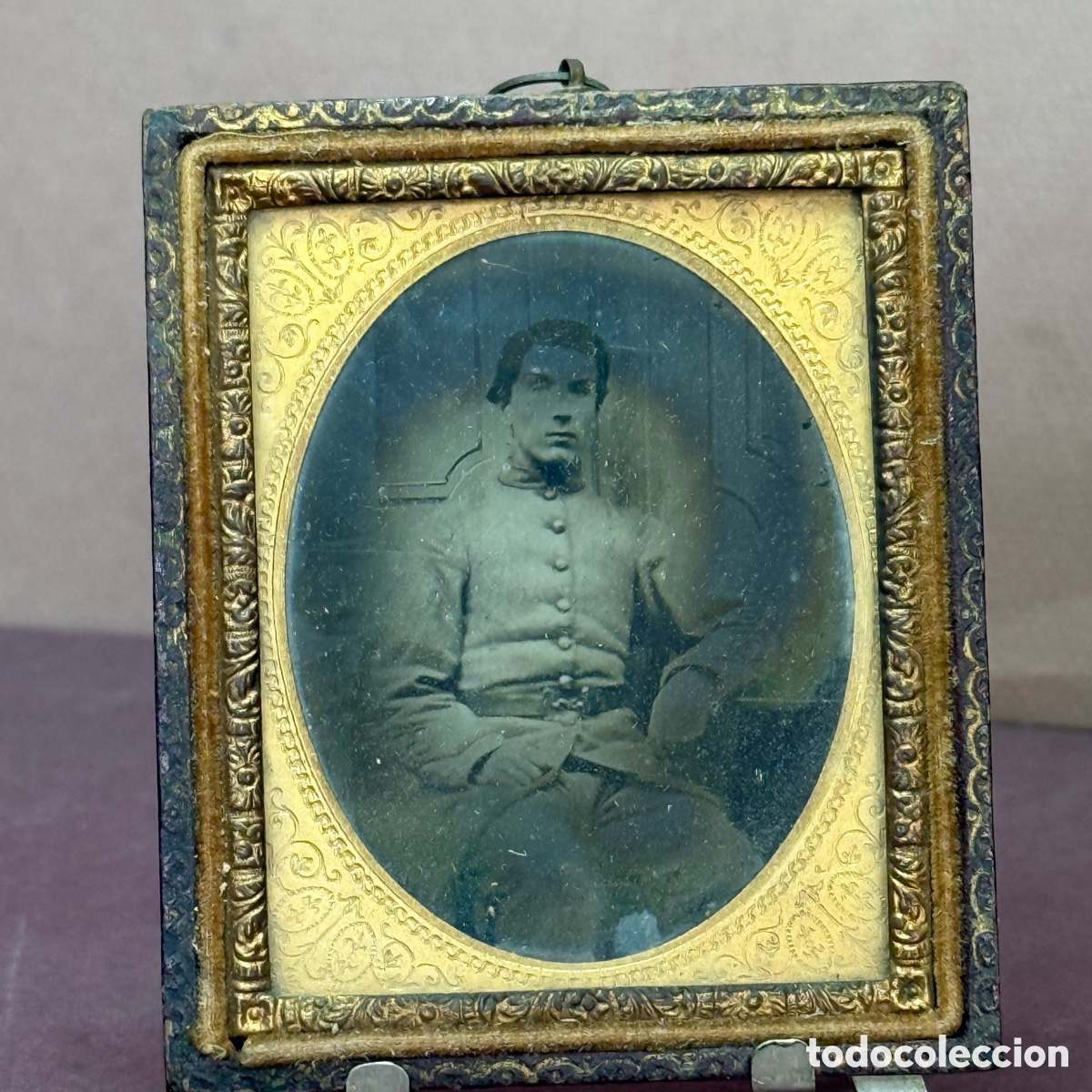 Fotograf&iacute;a antigua: Daguerrotipo - S. XIX - Joven en estudio - Edwin Harrison - London