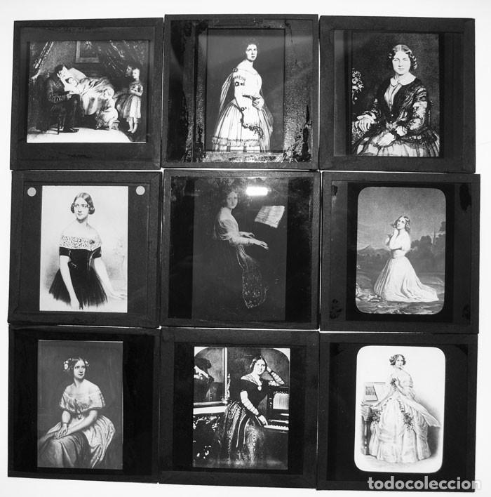 Fotografia antica: 9 Placas de cristal positivas - linterna m&aacute;gica - c 1900