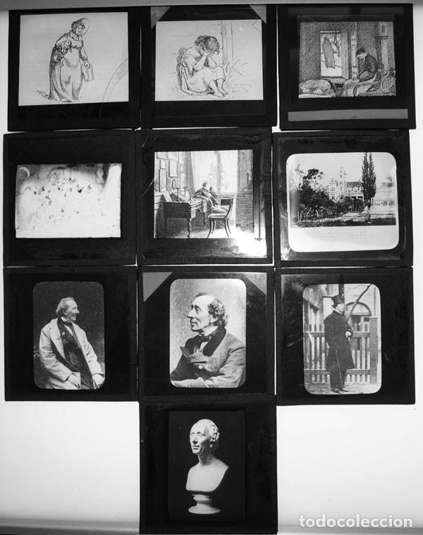 Fotograf&iacute;a antigua: 10 Placas de cristal positivas - linterna m&aacute;gica - c 1900