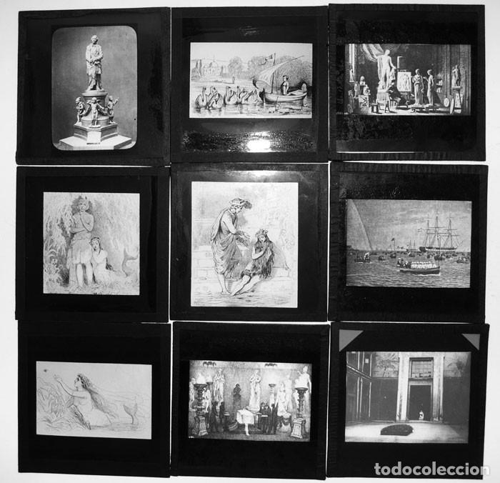 Fotograf&iacute;a antigua: 9 Placas de cristal positivas - linterna m&aacute;gica - c 1900